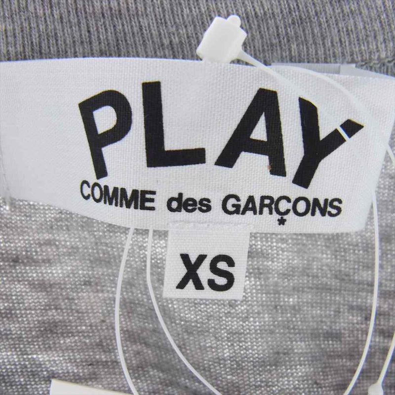 PLAY COMME des GARCONS プレイコムデギャルソン AZ-T075-051-1-9 CDG TOP DYED COTTON JERSEY WITH BLACK EMBLEM ブラック ハート ワッペン Tシャツ グレー系 XS【新古品】【未使用】【中古】