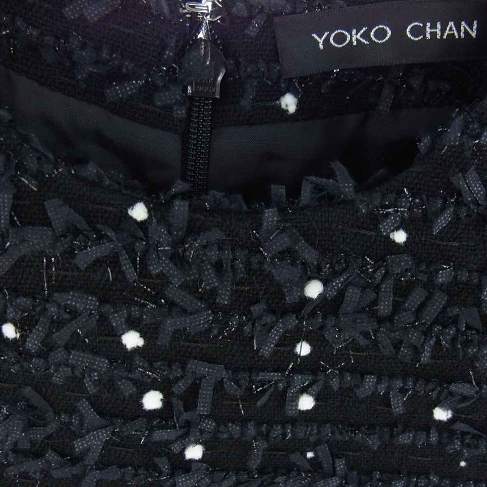 YOKO CHAN ヨーコチャン YCD-519-440 Tweed Baroon Dress ツイード バルーン ドレス ワンピース ドット柄 ブラック ネイビー系 36【中古】