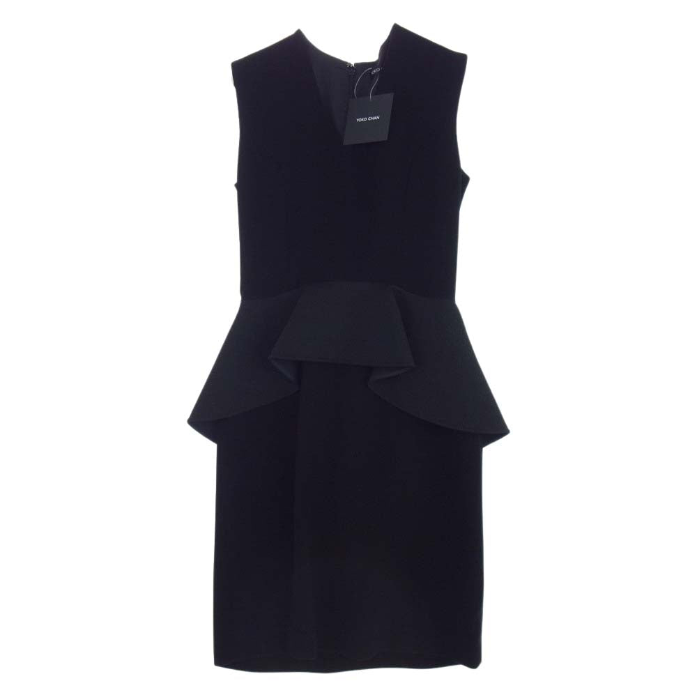 YOKO CHAN ヨーコチャン YCD-516-229 Peplum Dress ペプラム ノースリーブ フリル ドレス ワンピース ブラック系 36【中古】