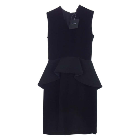 YOKO CHAN ヨーコチャン YCD-516-229 Peplum Dress ペプラム ノースリーブ フリル ドレス ワンピース ブラック系 36【中古】