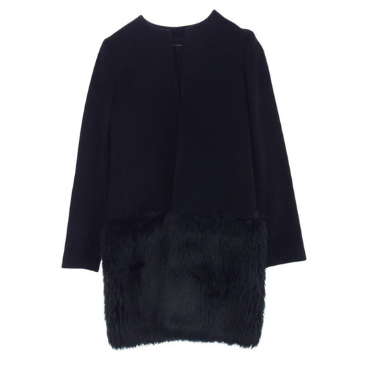 YOKO CHAN ヨーコチャン YCC-415-048 Panel Coat ノーカラー ウール ファー パネル コート ブラック系 36【中古】