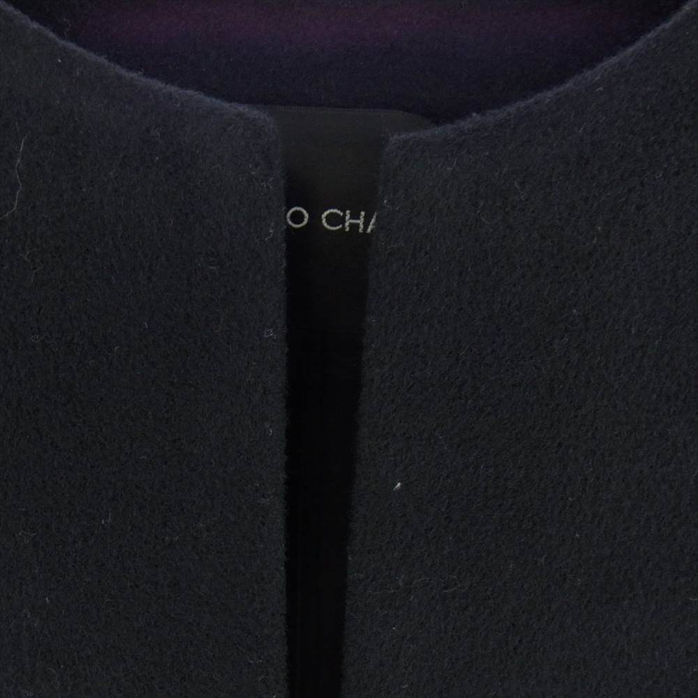 YOKO CHAN ヨーコチャン YCC-415-048 Panel Coat ノーカラー ウール ファー パネル コート ブラック系 36【中古】