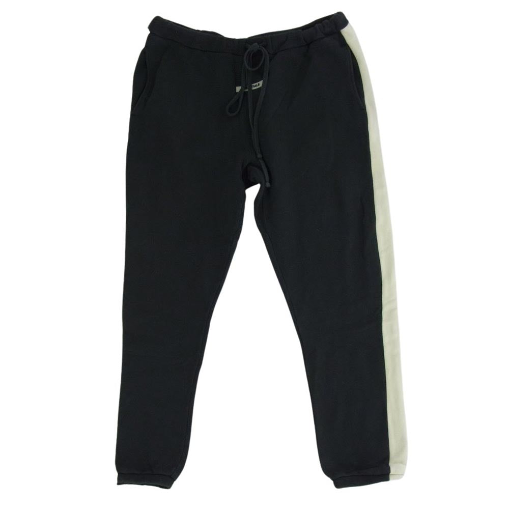 FEAR OF GOD フィアオブゴッド FOG Essentials Rubber Logo Sweat Pants エフオージー エッセンシャルズ ラバー ロゴ リブ ライン スウェットパンツ ブラック×ホワイト ブラック系 XL【中古】