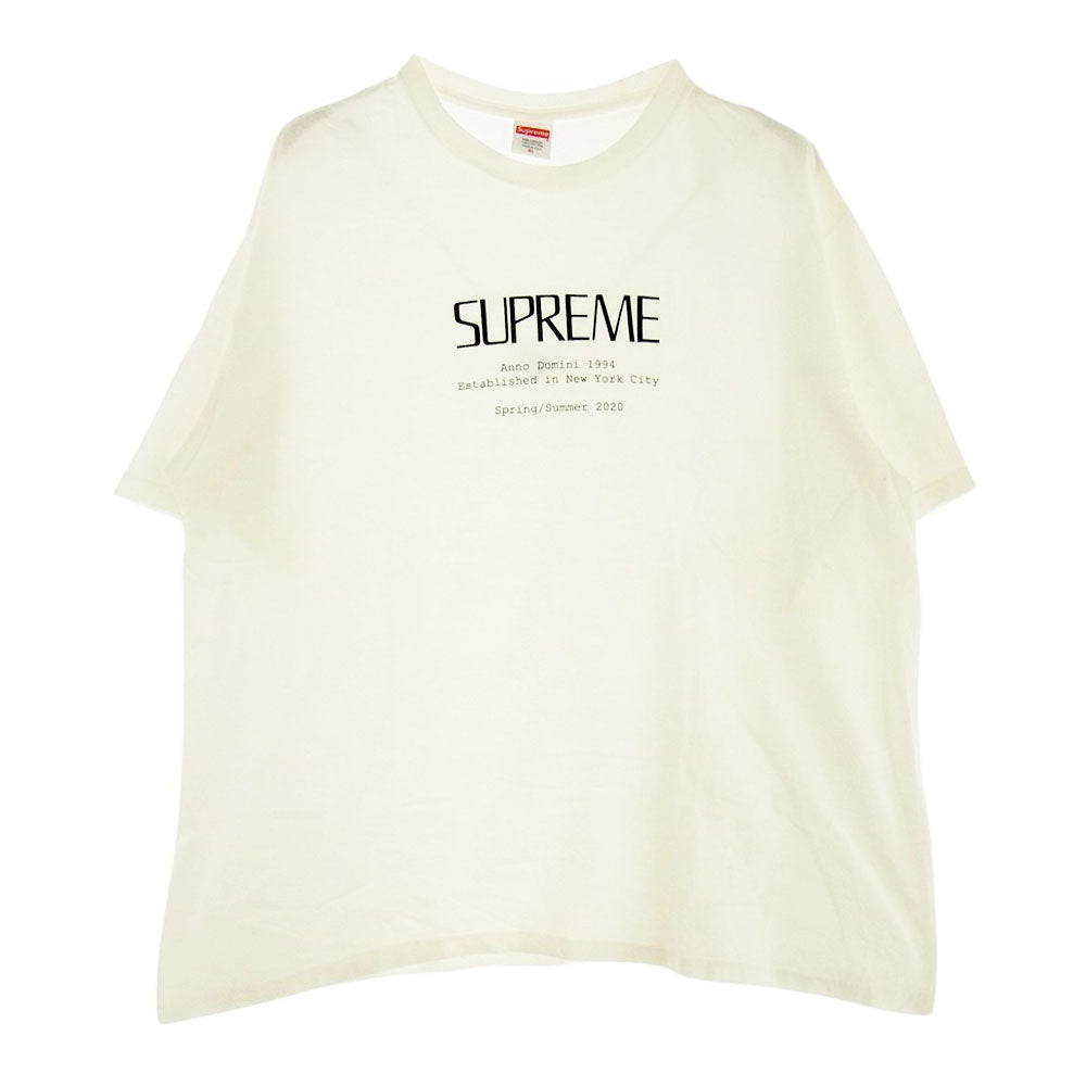 Supreme シュプリーム 20SS Anno Domini Tee  アンノ ドミニ 半袖 Tシャツ ホワイト系 XL【中古】