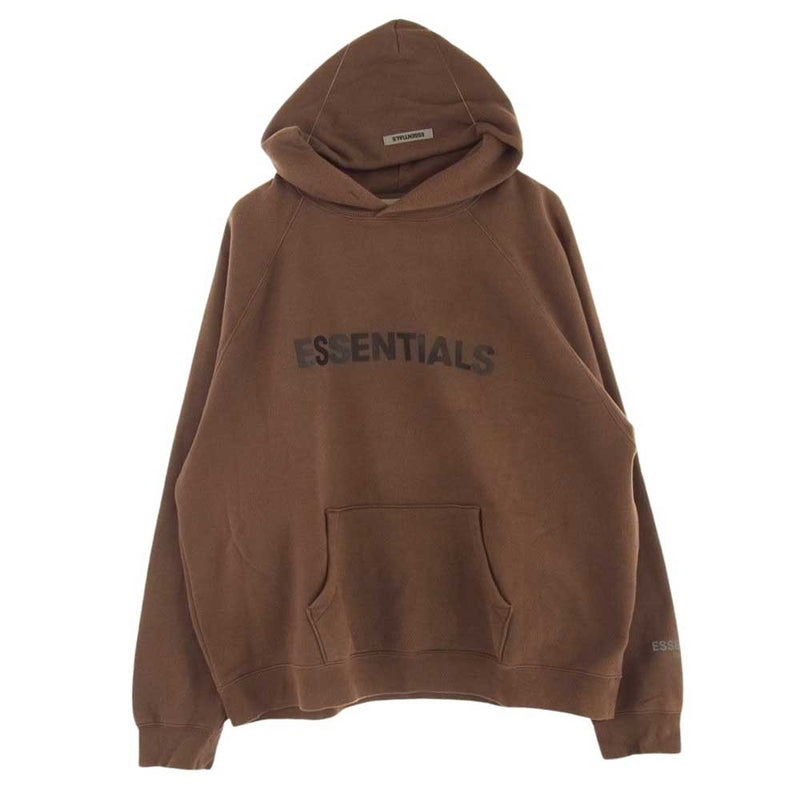 FEAR OF GOD フィアオブゴッド FOG Essentials Rubber Logo Hoodie エフオージーオー エッセンシャルズ ラバー ロゴ フーディ パーカー ブラウン系 XXL【中古】