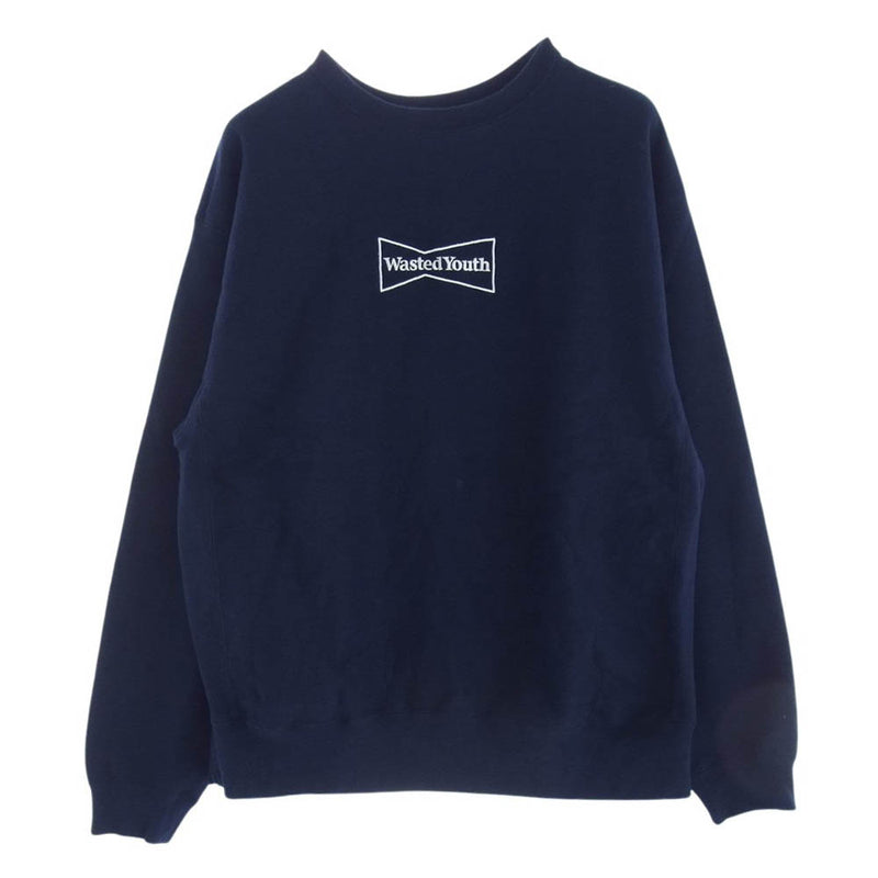 ウエステッドユース 24SS WY26CS006 HEAVY WEIGHT SWEATSHIRT #2 ヘビーウエイト スウェット トレーナー ロゴ 刺繍 クルーネック 長袖 スウェット ネイビー系 XXL【中古】