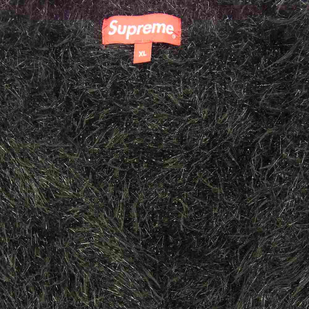 Supreme シュプリーム 23SS  Sparkle Cardigan スパークル カーディガン ラメ マルチ レインボー シャギー ブラック系 XL【美品】【中古】