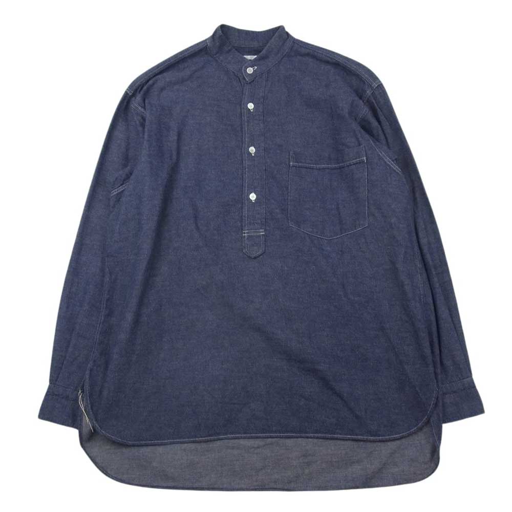 COMOLI コモリ 19SS P01-02004 パープルダンガリー プルオーバー ノーカラー 長袖 シャツ インディゴブルー系 1【中古】