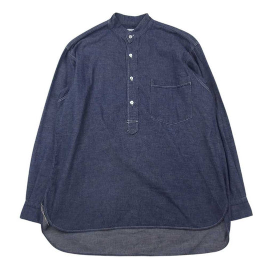 COMOLI コモリ 19SS P01-02004 パープルダンガリー プルオーバー ノーカラー 長袖 シャツ インディゴブルー系 1【中古】