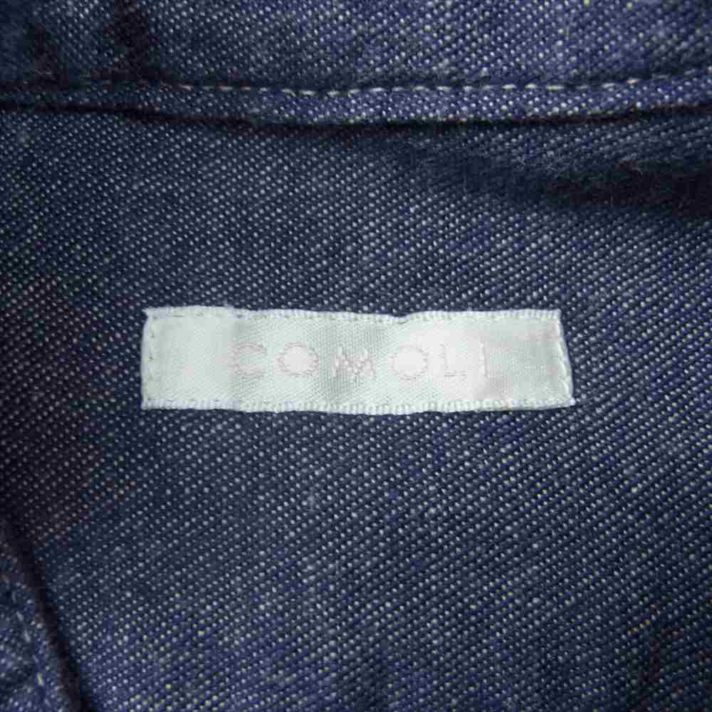 COMOLI コモリ 19SS P01-02004 パープルダンガリー プルオーバー ノーカラー 長袖 シャツ インディゴブルー系 1【中古】