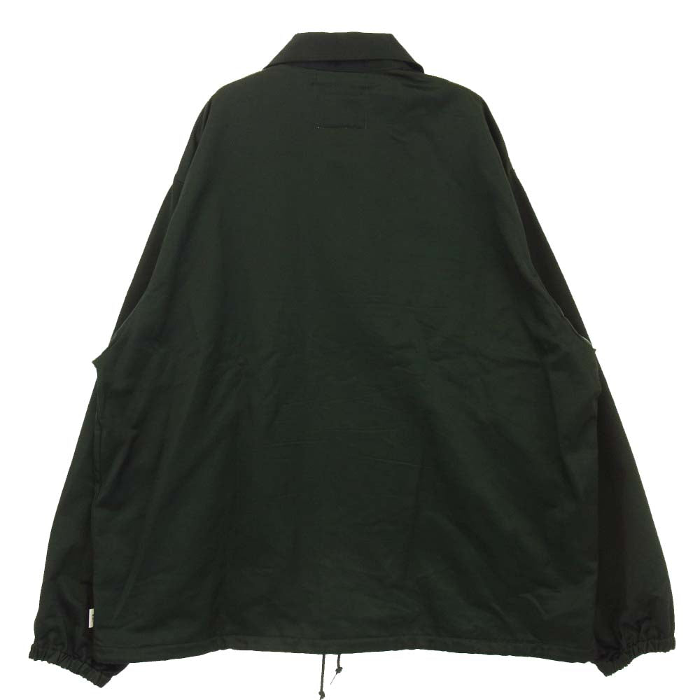 WTAPS ダブルタップス 24SS 241TQDT-JKM02 CHIEF / JACKET / CTRY. SATIN. LEAGUE WT ロゴ ワッペン サテン コーチジャケット グリーン系 X 02【中古】