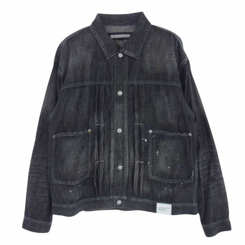 NEIGHBORHOOD ネイバーフッド 24SS 241SPNH-JKM04 WASHED LIGHTWEIGHT DENIM JACKET ウォッシュド ライトウェイト デニム ジャケット ペイント スプラッシュ ペンキ加工 ジャケット L【中古】