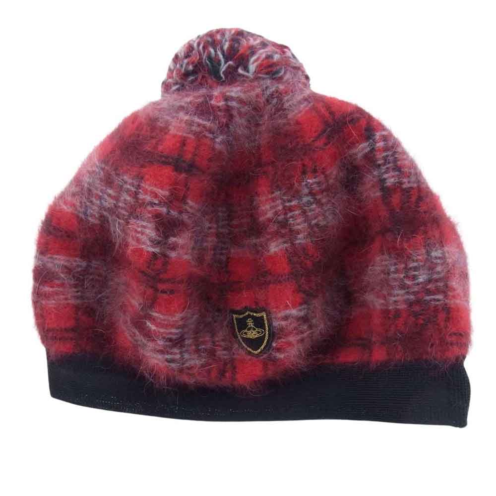 Vivienne Westwood ヴィヴィアンウエストウッド チェック ベレー 帽子  レッド系 S～M【中古】