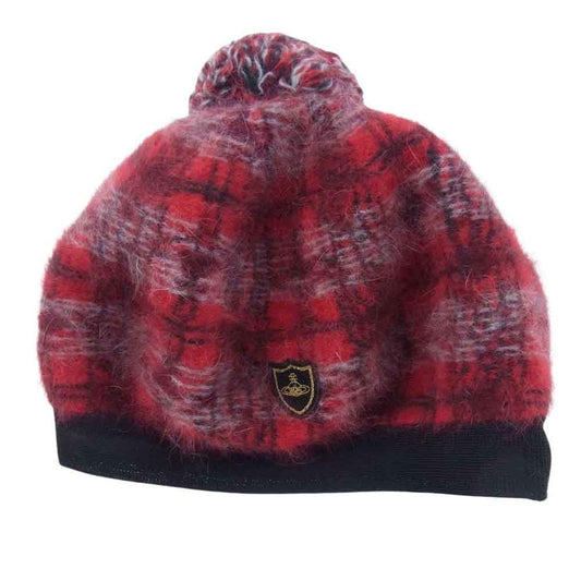 Vivienne Westwood ヴィヴィアンウエストウッド チェック ベレー 帽子  レッド系 S～M【中古】