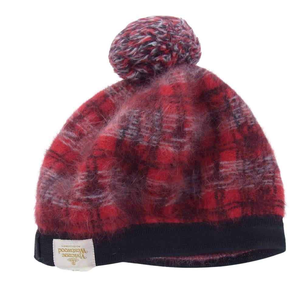 Vivienne Westwood ヴィヴィアンウエストウッド チェック ベレー 帽子  レッド系 S～M【中古】