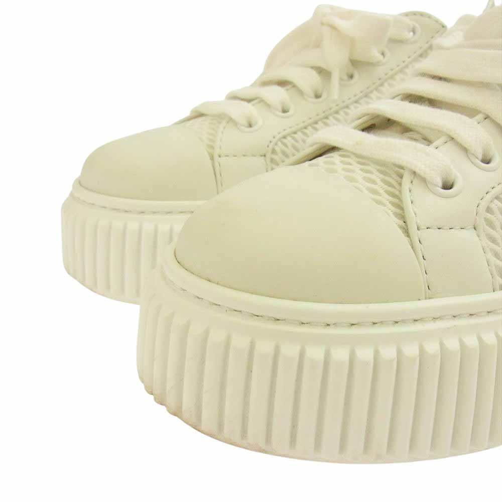 MIUMIU ミュウミュウ メッシュ フラットフォーム ロゴ スニーカー ホワイト系 34.5【中古】