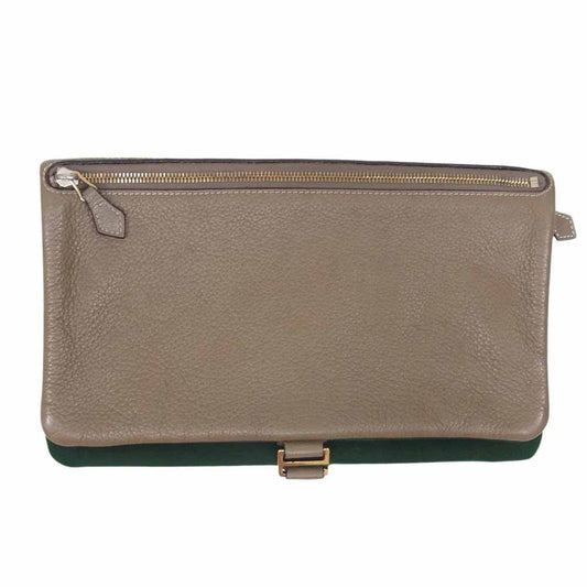 Cisei シセイ FOLDING DOCUMENT CASE リバーシブル レザー ドキュメントケース クラッチ バッグ【中古】