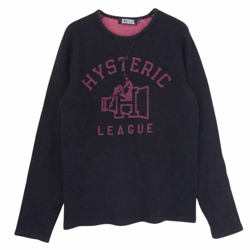 HYSTERIC GLAMOUR ヒステリックグラマー 0234CS03 LEAGUE SWEATER  ニット セーター ブラック系 S【中古】