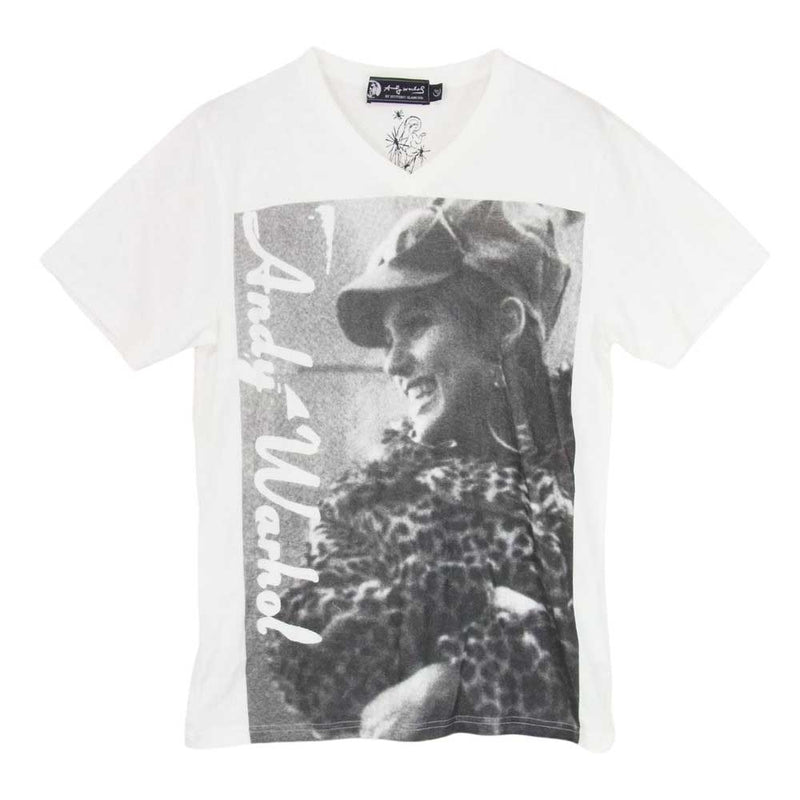 HYSTERIC GLAMOUR ヒステリックグラマー 0441CT01 ANDY WARHOL アンディ ウォーホル プリント Vネック Tシャツ ホワイト系 S【中古】