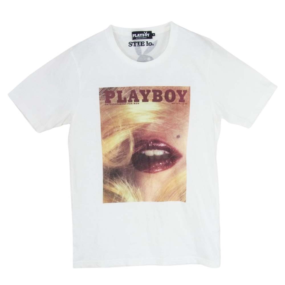 HYSTERIC GLAMOUR ヒステリックグラマー 1234CT08 × PLAY BOY STIE lo プレイボーイ スティーロー プリント Tシャツ ホワイト系 S【中古】