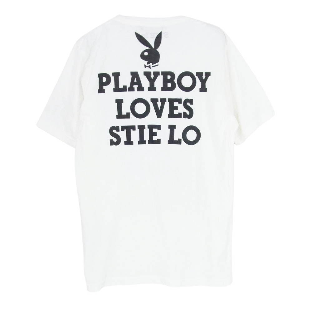 HYSTERIC GLAMOUR ヒステリックグラマー 1234CT08 × PLAY BOY STIE lo プレイボーイ スティーロー プリント Tシャツ ホワイト系 S【中古】