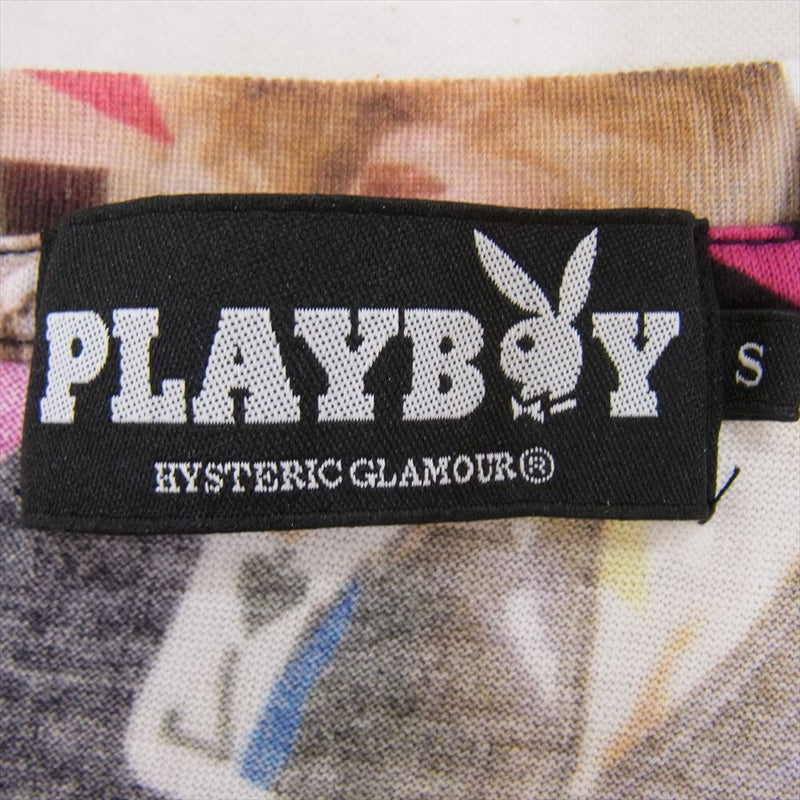 HYSTERIC GLAMOUR ヒステリックグラマー 1252CT03 PLAY BOY プレイボーイ トランプ 総柄 Tシャツ ブラック系 S【中古】