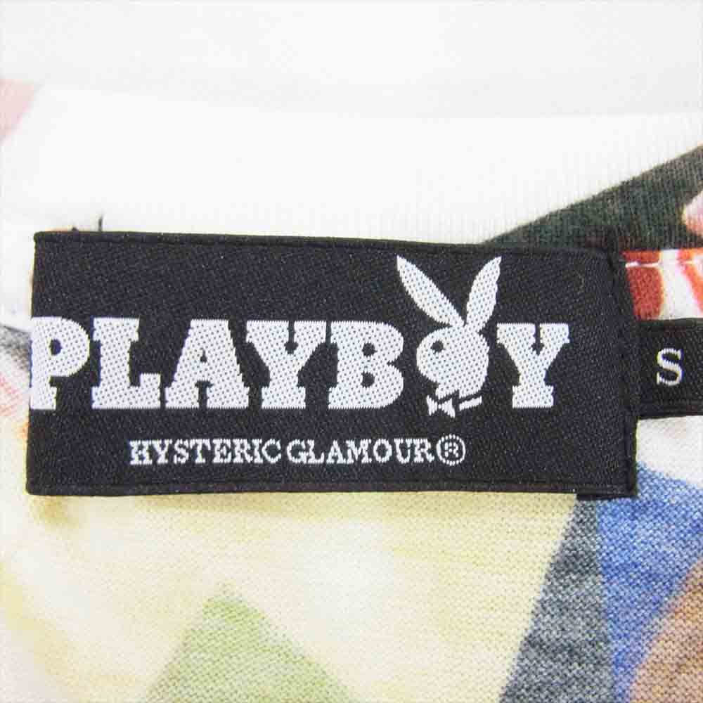 HYSTERIC GLAMOUR ヒステリックグラマー PLAY BOY プレイボーイ トランプ 総柄 Tシャツ ホワイト系 S【中古】