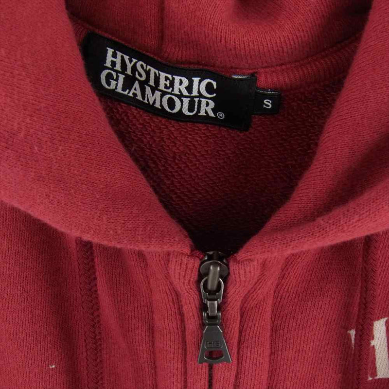 HYSTERIC GLAMOUR ヒステリックグラマー 0234CF11 ガールバックプリント フルジップ スウェット パーカー レッド系 S【中古】