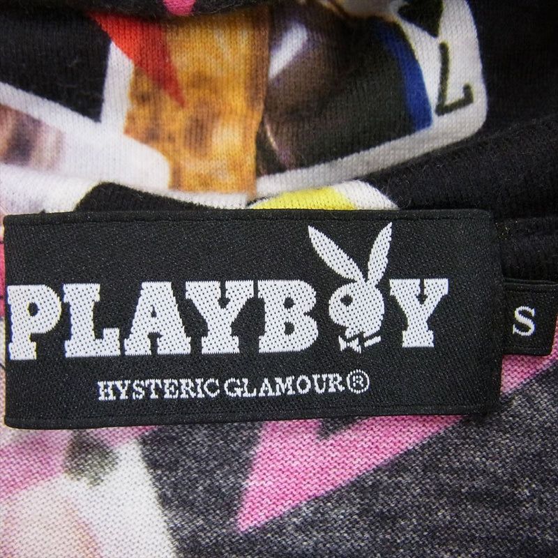 HYSTERIC GLAMOUR ヒステリックグラマー 1252CF01 PLAY BOY プレイボーイ トランプ 総柄 ジップ パーカー ブラック系 S【中古】