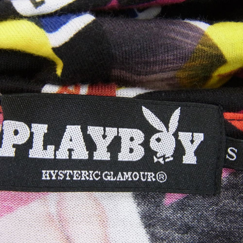 HYSTERIC GLAMOUR ヒステリックグラマー 1252CF01 PLAY BOY プレイボーイ トランプ 総柄 ジップ パーカー ブラック系 S【中古】