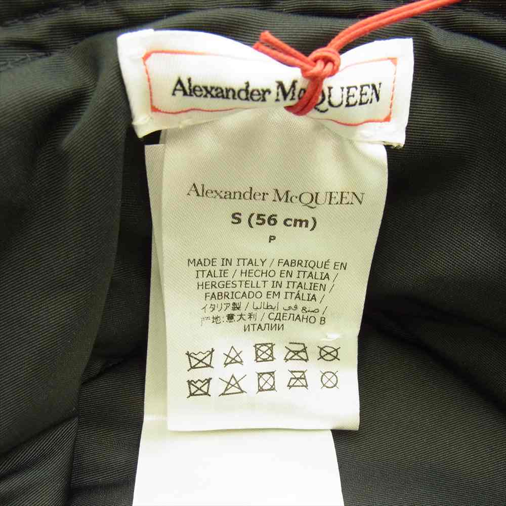 Alexander McQueen アレキサンダーマックイーン ロゴ刺繍 バケットハット 帽子 ブラック系 S【極上美品】【中古】