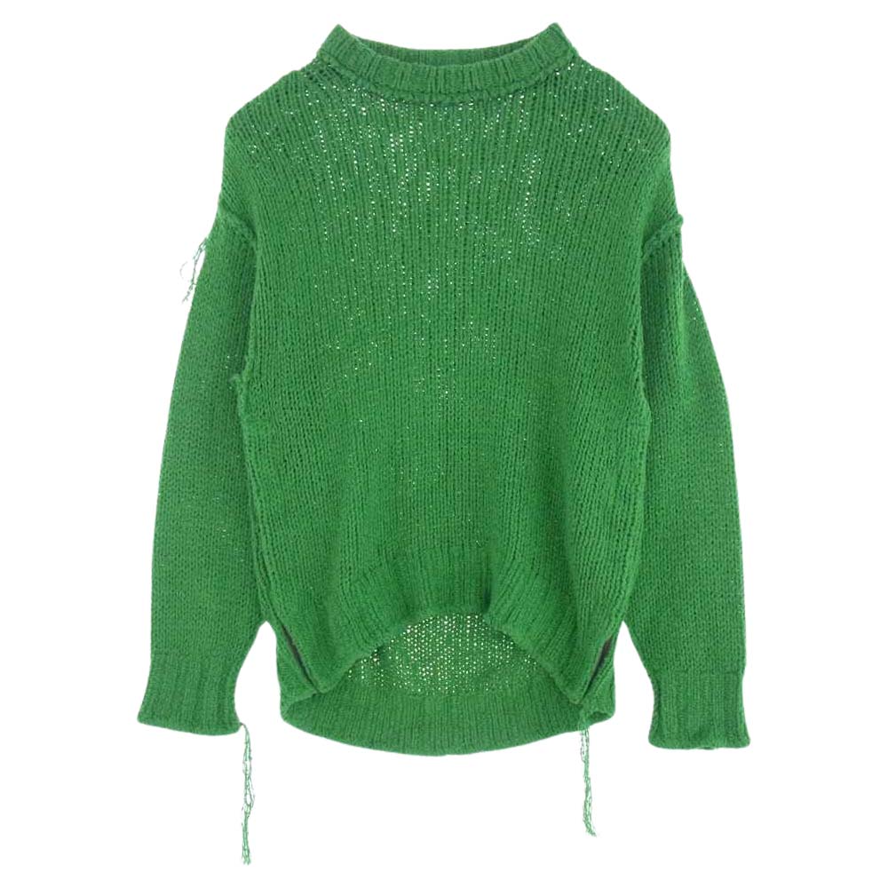 Sacai サカイ 23SS 23-03015M  knit サイドスナップボタン スリット コットン クラッシュ ニット グリーン系 1【中古】