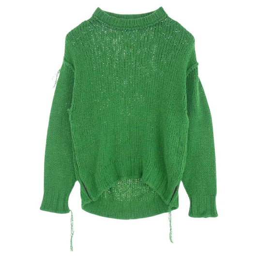 Sacai サカイ 23SS 23-03015M  knit サイドスナップボタン スリット コットン クラッシュ ニット グリーン系 1【中古】