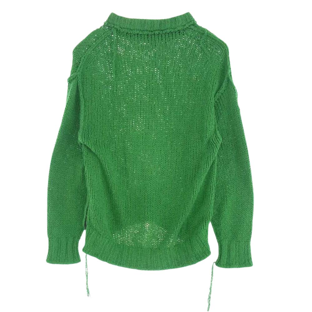 Sacai サカイ 23SS 23-03015M  knit サイドスナップボタン スリット コットン クラッシュ ニット グリーン系 1【中古】