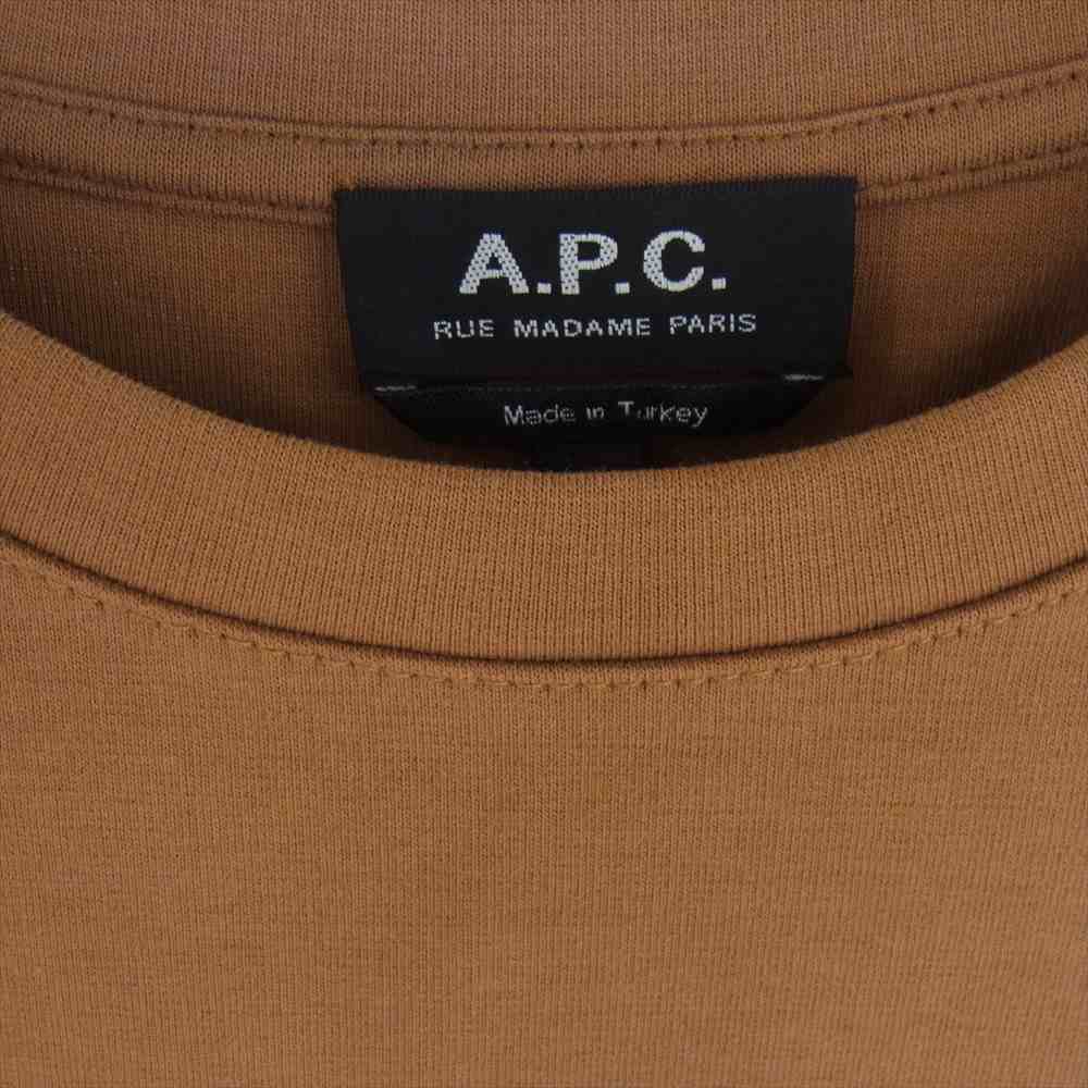 A.P.C. アーペーセー ポケット クルーネック プルオーバー スウェット ライトブラウン系 M【美品】【中古】