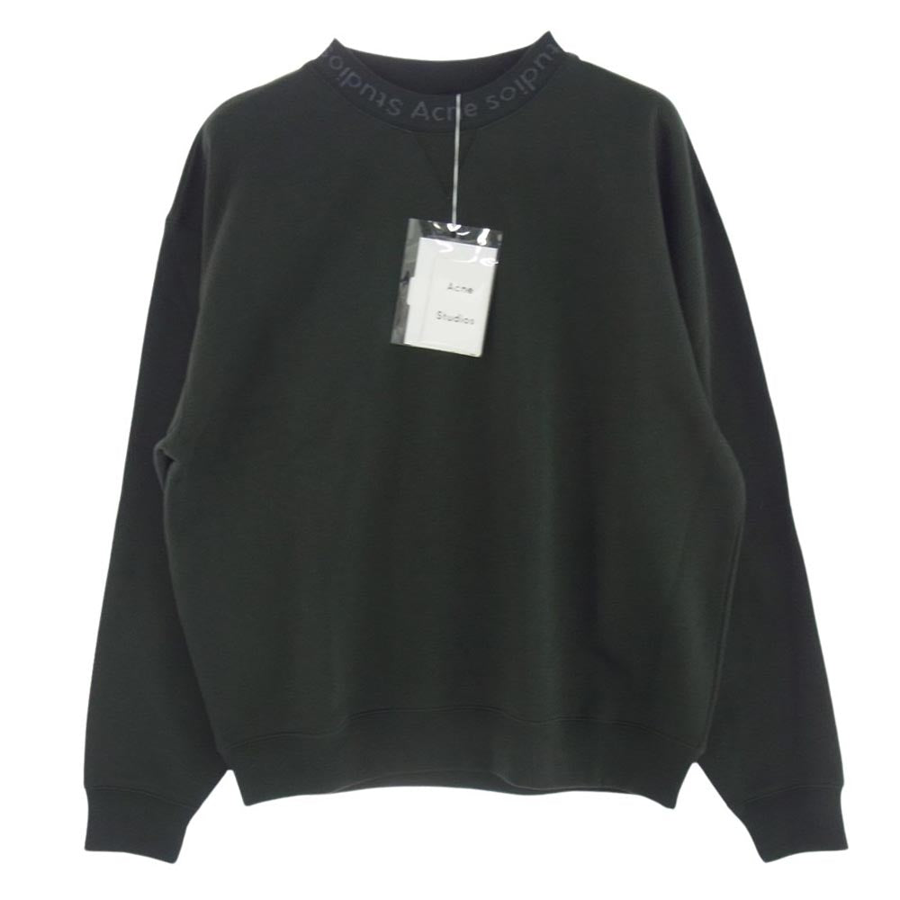ACNE STUDIOS アクネストゥディオズ Flogho BI0015 ロゴ 刺繍 モックネック プルオーバー スウェット カーキ系 XS【美品】【中古】