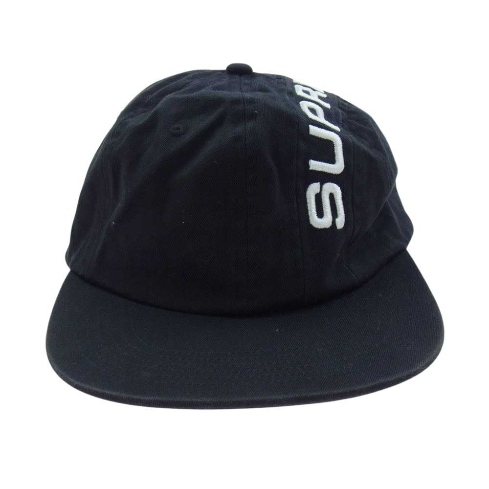 Supreme シュプリーム 18AW STRIPE 6 panel Logo Cap ストライプ ロゴ刺繍 キャップ 帽子 ブラック系【中古】