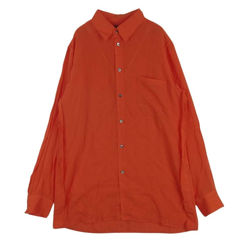 Yohji Yamamoto ヨウジヤマモト US-B09-200 s'yte サイト Loan Cut off Regular Collar Shirt カットオフ レギュラーカラー 長袖 シャツ オレンジ系 3【中古】