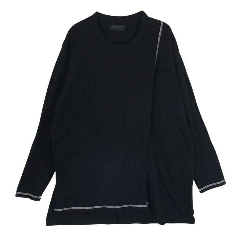 Yohji Yamamoto ヨウジヤマモト UJ-T49-018 s'yte サイト ステッチデザイン パネルドッキング ロングスリーブ ロンT 長袖 Tシャツ カットソー ブラック ブラック系 3【中古】