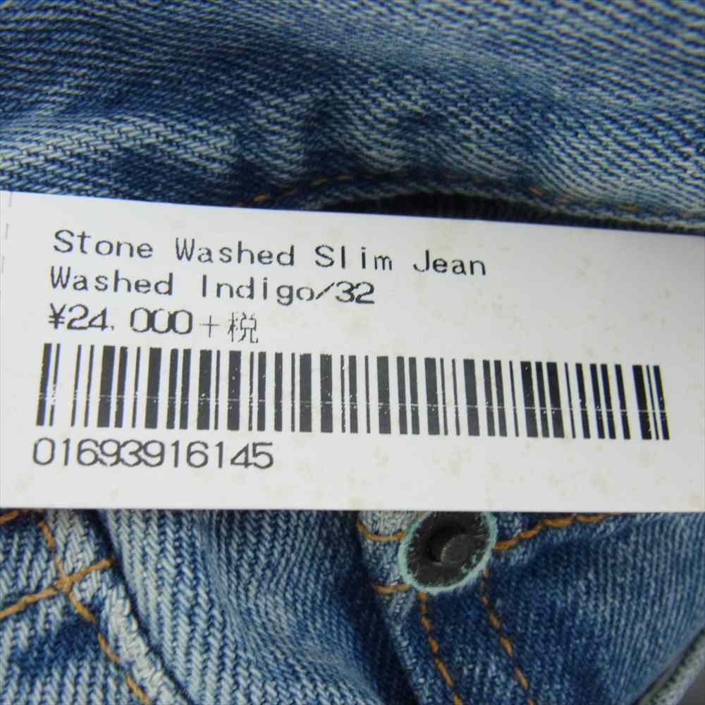 Supreme シュプリーム 18AW STONE WASHED SLIM JEAN ストーンウォッシュド スリム ジーンズ デニムパンツ インディゴブルー系 32【中古】