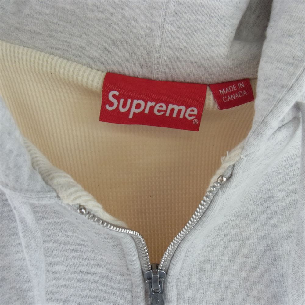 Supreme シュプリーム 18AW Thermal Zip Up Sweatshirt サーマル ジップアップ スウェットシャツ ロゴワッペン ジップアップ パーカー フーディー オフホワイト系 M【中古】