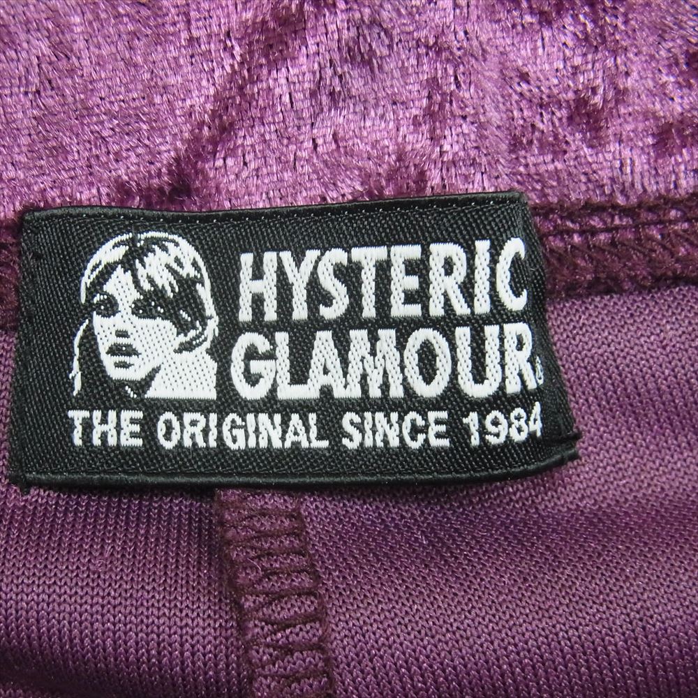 HYSTERIC GLAMOUR ヒステリックグラマー 01173CP02 MAKE ME SMILE ロゴ刺繍 ベロア パンツ パープル系 FREE【中古】