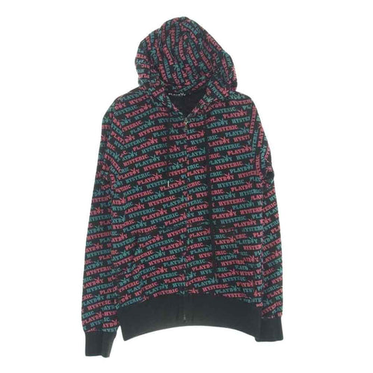 HYSTERIC GLAMOUR ヒステリックグラマー 1241CF01 × PLAYBOY プレイボーイ ロゴ 総柄 ジップアップ パーカー フーディー S【中古】