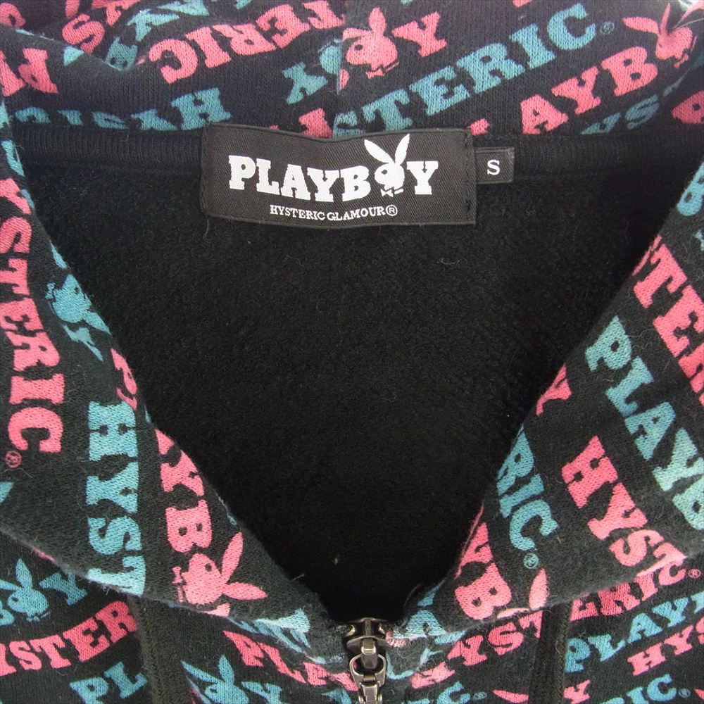 HYSTERIC GLAMOUR ヒステリックグラマー 1241CF01 × PLAYBOY プレイボーイ ロゴ 総柄 ジップアップ パーカー フーディー S【中古】