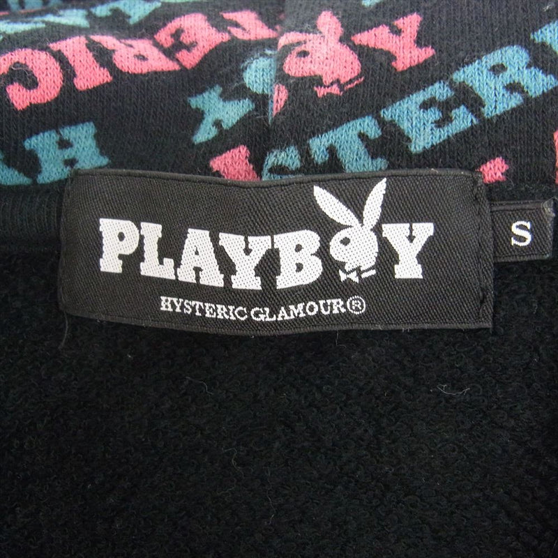 HYSTERIC GLAMOUR ヒステリックグラマー 1241CF01 × PLAYBOY プレイボーイ ロゴ 総柄 ジップアップ パーカー フーディー S【中古】