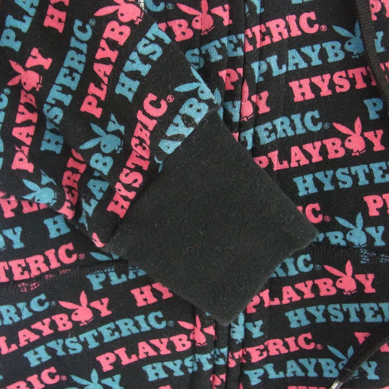 HYSTERIC GLAMOUR ヒステリックグラマー 1241CF01 × PLAYBOY プレイボーイ ロゴ 総柄 ジップアップ パーカー フーディー S【中古】