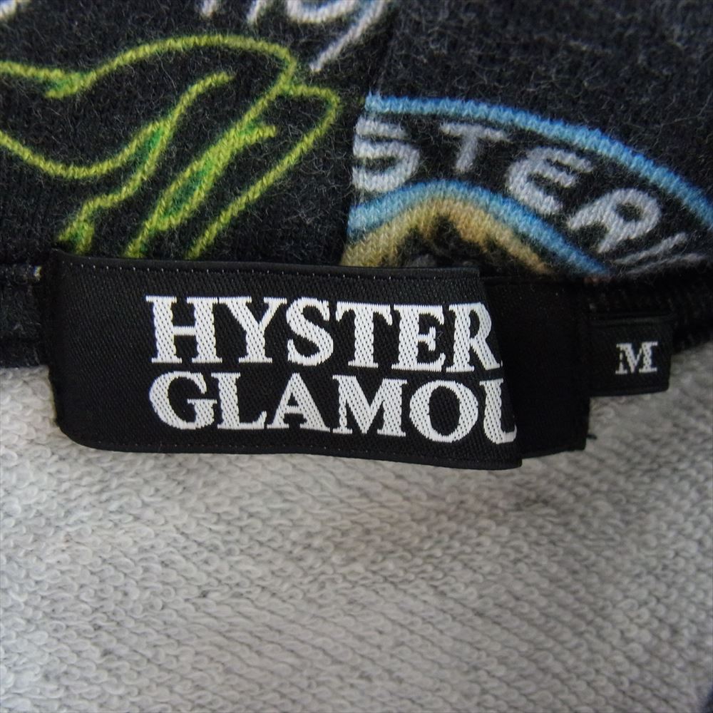 HYSTERIC GLAMOUR ヒステリックグラマー 0224CF06 アイコン ロゴ 総柄 ジップアップ パーカー フーディー M【中古】