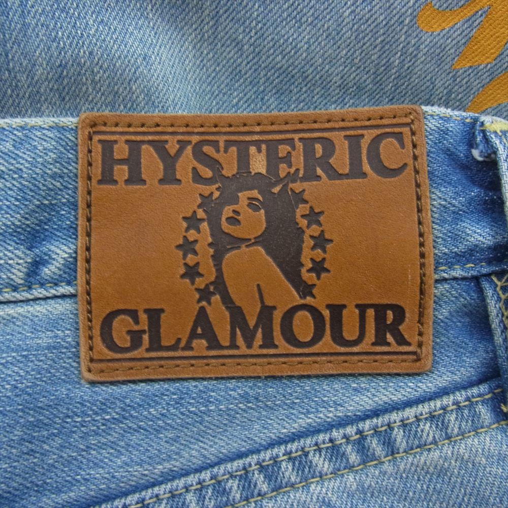 HYSTERIC GLAMOUR ヒステリックグラマー 17AW 02173AP12 ER加工 スリム ストレート クラッシュ スタッズ デニム パンツ スウェット切替 インディゴブルー系 30【中古】