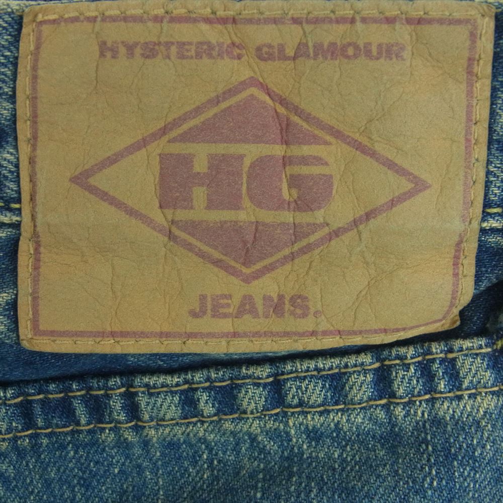 HYSTERIC GLAMOUR ヒステリックグラマー 4AP-2102 小窓 リメイク スタッズ スリム ストレート ボタンフライ デニム パンツ インディゴブルー系 30【中古】