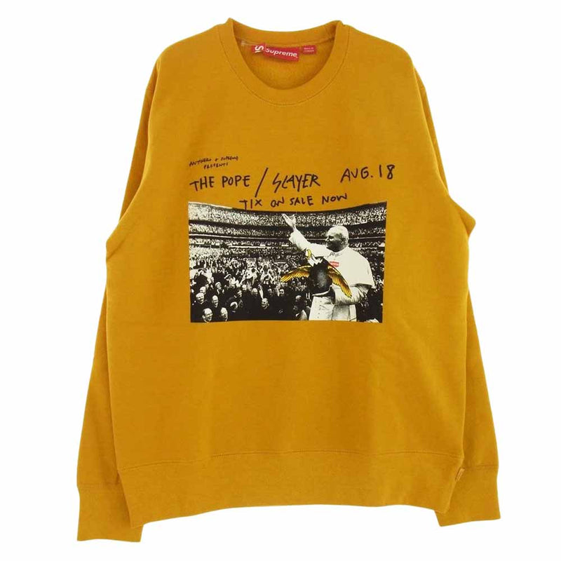 Supreme シュプリーム 16SS × Antihero Pope Crewneck アンタイヒーロー アンチヒーロー グラフィック 長袖 クルーネック スウェット トレーナー イエロー系 M【極上美品】【中古】